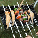 10PCS Stainless Steel Barbecue Skewers BBQ Food Needle Grill Kebab Stick 37CM