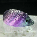 2x Natural Quartz Carved Rainbow Fluorite Hedgehog Stone