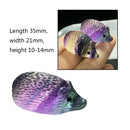 2x Rainbow Fluorite Stone Hedgehog Carving Quartz Crystal Artware Healing