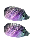2x Natural Quartz Carved Rainbow Fluorite Hedgehog Stone