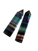 2-Pieces Natural Reiki Fluorite Quartz Crystal Wand Point Rock Obelisk