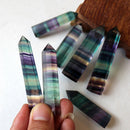 2-Pieces Natural Reiki Fluorite Quartz Crystal Wand Point Rock Obelisk