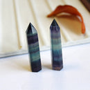 2Pcs/Lot Natural Colorful Fluorite Quartz Crystal Point Hexagonal Wand