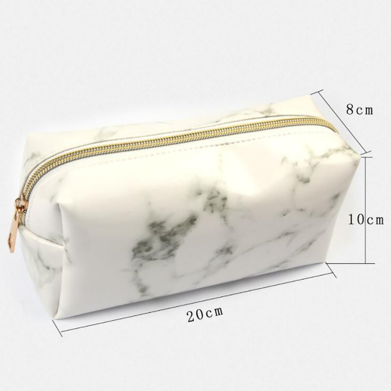 Large Cute Zipper Pencil Case Pen Box Bags Marble Makeup Storage Supplies Gift