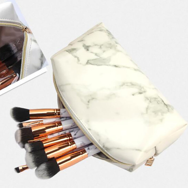 Large Cute Zipper Pencil Case Pen Box Bags Marble Makeup Storage Supplies Gift