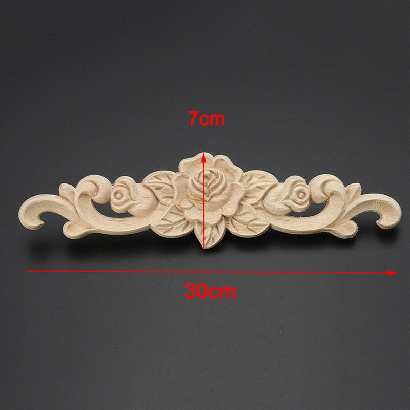 1 x Carving Natural Wood Appliques For Furniture Cabinet Unpainted Wooden  Best