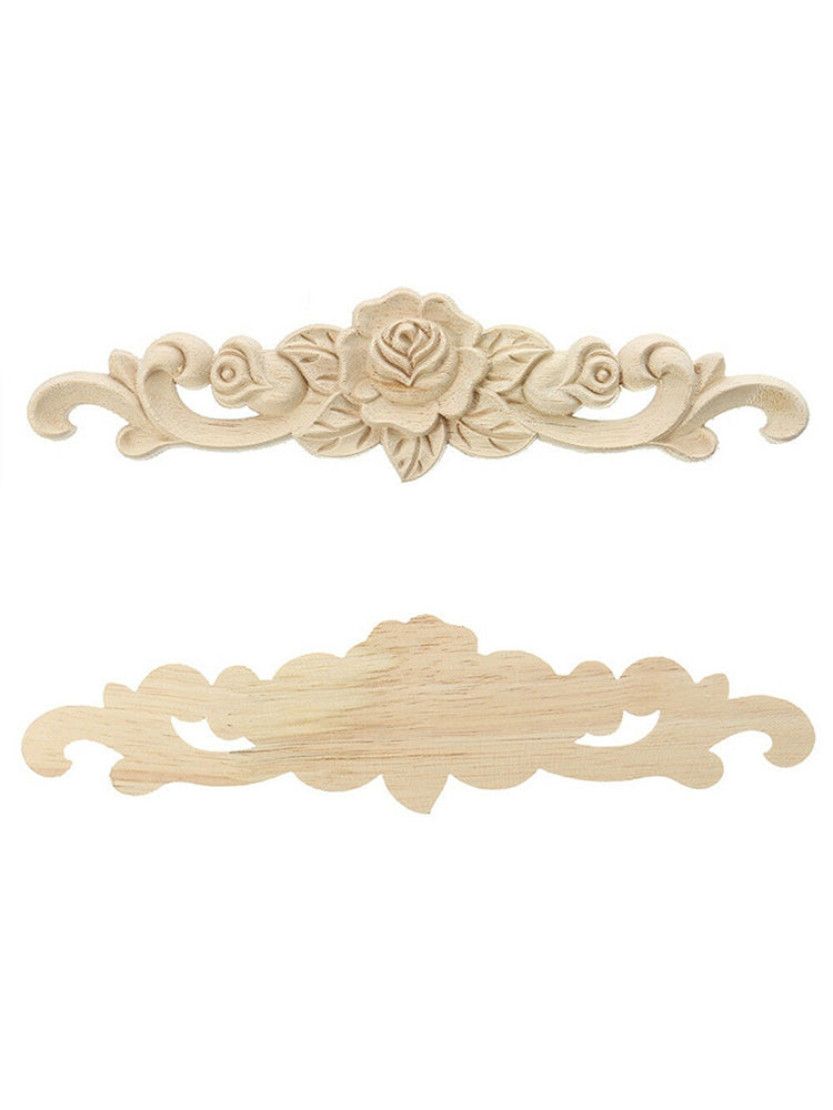 1 x Carving Natural Wood Appliques For Furniture Cabinet Unpainted Wooden  Best