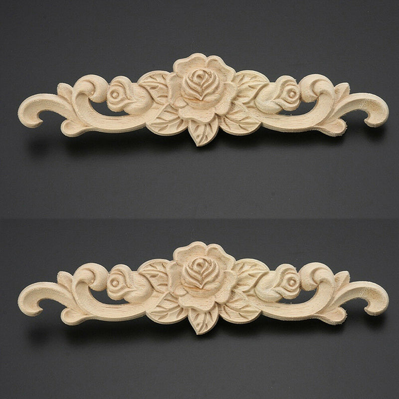 1 x Carving Natural Wood Appliques For Furniture Cabinet Unpainted Wooden  Best