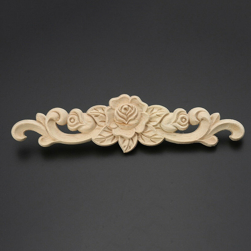 1 x Carving Natural Wood Appliques For Furniture Cabinet Unpainted Wooden  Best