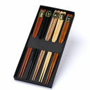 5Pairs Reusable Natural Wood Chinese Chopstick Anti-skid Set Gift Tableware