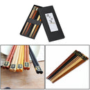 5Pairs Reusable Natural Wood Chinese Chopstick Anti-skid Set Gift Tableware