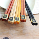 5Pairs Reusable Natural Wood Chinese Chopstick Anti-skid Set Gift Tableware