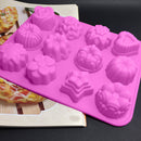 Silicone Cake Mold 12-Cavity Mould Chocolate Cake Cupcake Mold Pink Color