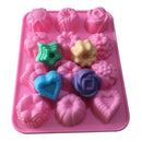 Silicone Cake Mold 12-Cavity Mould Chocolate Cake Cupcake Mold Pink Color