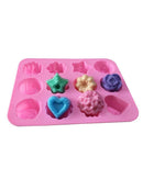 Silicone Cake Mold 12-Cavity Mould Chocolate Cake Cupcake Mold Pink Color