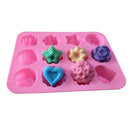 Silicone Cake Mold 12-Cavity Mould Chocolate Cake Cupcake Mold Pink Color