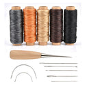 Sewing Awl Leather Canvas Hand Repair Tools Kit 7 Steel Needles 14xColors Thread