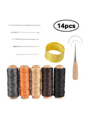 Sewing Awl Leather Canvas Hand Repair Tools Kit 7 Steel Needles 14xColors Thread