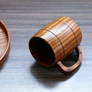 Wooden Coffee Beer Mugs Wood Cup Handmade Tea Cup with Handle for home office