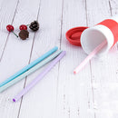 Reusable Metal Folding Collapsible Drinking Straw Portable+Cleaning Brush Set