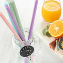 Reusable Metal Folding Collapsible Drinking Straw Portable+Cleaning Brush Set
