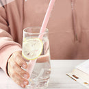 Reusable Metal Folding Collapsible Drinking Straw Portable+Cleaning Brush Set