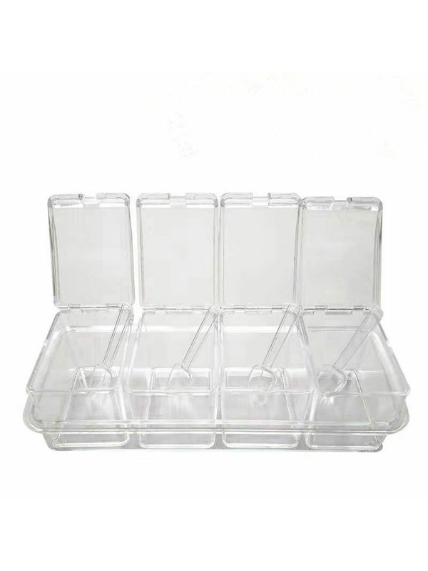 Transparent Kitchen Storage Boxes Spices Seasoning Jar Sugar Salt Organizer Box