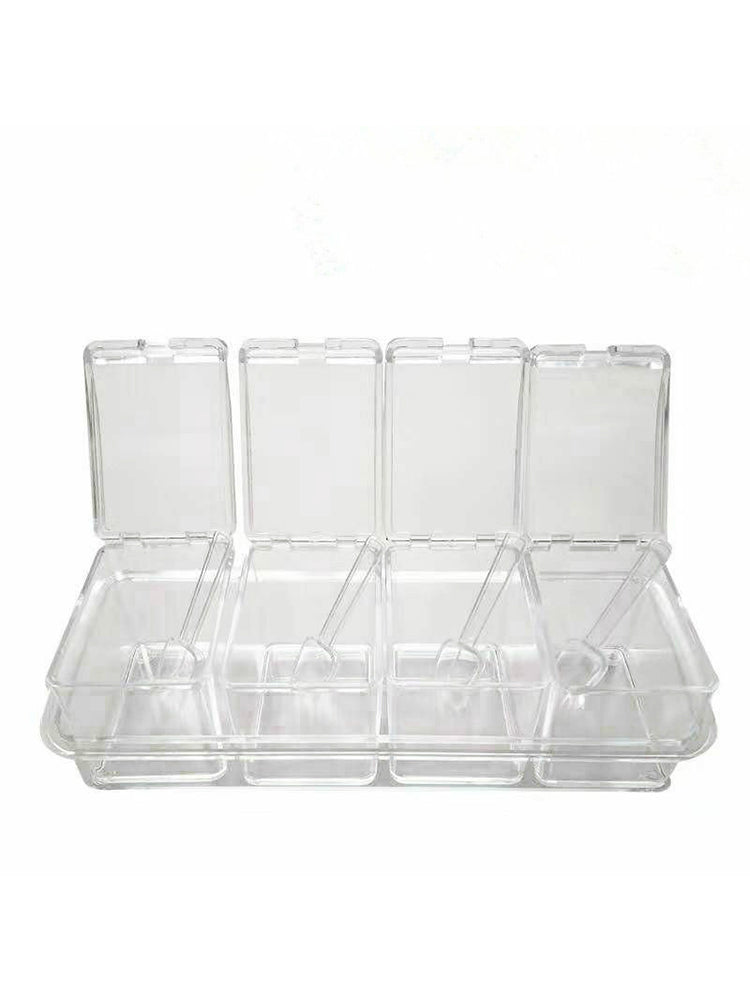 Transparent Kitchen Storage Boxes Spices Seasoning Jar Sugar Salt Organizer Box