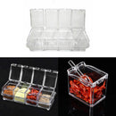 Transparent Kitchen Spice Jar Boxes With Spoon Salt Condiment Cans Container
