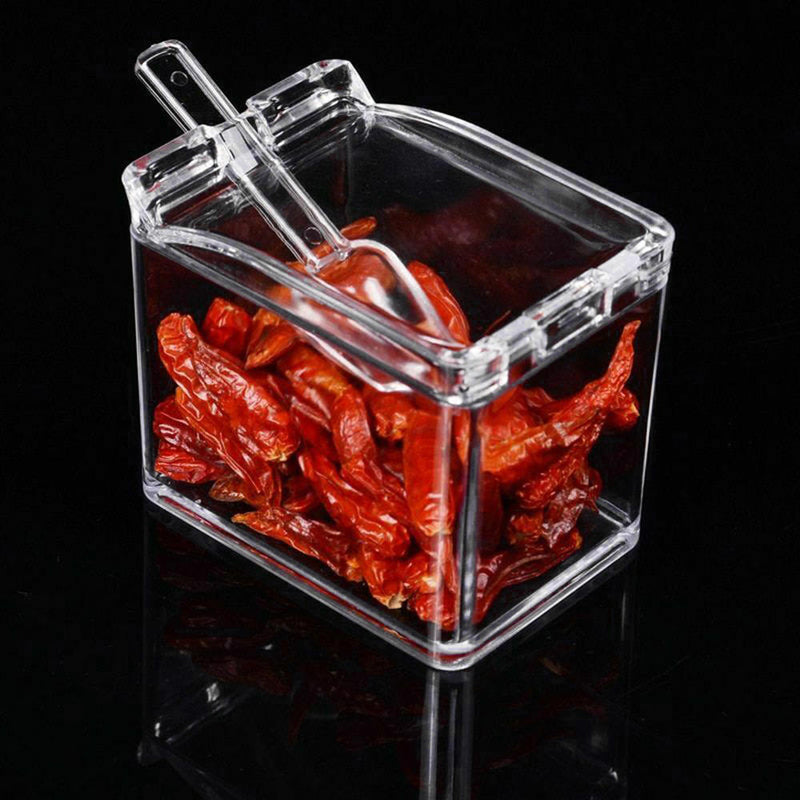 Transparent Kitchen Storage Boxes Spices Seasoning Jar Sugar Salt Organizer Box