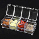 Acrylic Clear Seasoning Box Spice Container Kitchen Condiment Dispenser +Spoon