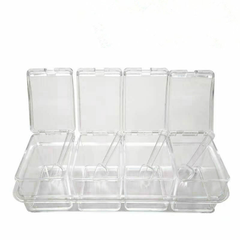 Transparent Kitchen Storage Boxes Spices Seasoning Jar Sugar Salt Organizer Box