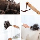 32cm Long Ostrich Feather Duster Brush Wood Handle Anti-static Home Helper Tool