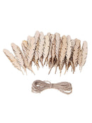100Pcs Feather Wood ornament Wedding Guestbook Signin Party Guest Greetings DIY
