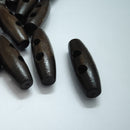 40X Brown Wooden Toggle Button Oval Two Holes Duffle Coat Sewing 35mm DIY