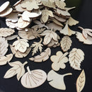 Crafts Wooden-Chips Scrapbook Decor-Embellishment Leaf-Shape Hand-Made 100pcs