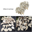 Crafts Wooden-Chips Scrapbook Decor-Embellishment Leaf-Shape Hand-Made 100pcs