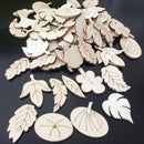 Crafts Wooden-Chips Scrapbook Decor-Embellishment Leaf-Shape Hand-Made 100pcs
