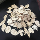 Crafts Wooden-Chips Scrapbook Decor-Embellishment Leaf-Shape Hand-Made 100pcs