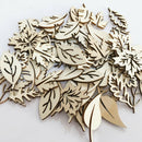 Crafts Wooden-Chips Scrapbook Decor-Embellishment Leaf-Shape Hand-Made 100pcs