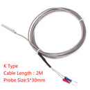 2X Thermocouple Temperature Controller Sensor 0-600C K Type Wire 2M Probe 5*30mm