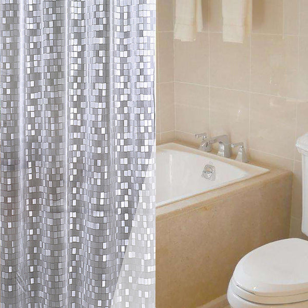 Easy Clean Shower Curtain Bathroom Waterproof Fabric Free Hooks Wooden Hot 1x