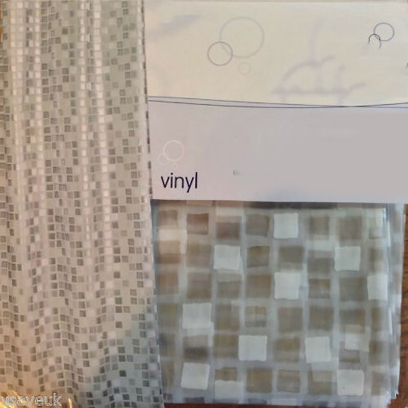 Easy Clean Shower Curtain Bathroom Waterproof Fabric Free Hooks Wooden Hot 1x