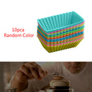 10pcs Cake Baking Molds Reusable Square Silicone Cupcake Moulds for Home Kitchen