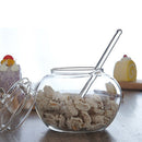 Glass Jar Sugar Cookie Bowl Lid Spoon Transparent Candy Home Kitchen Storage