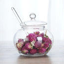 Glass Cookie Jar With Lid & Spoon Tea Coffee Sugar Candy Storage Small Jars
