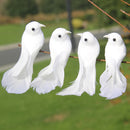 Artificial Foam Feather Simulation Bird Home Garden Ornament 6 PCS White Color