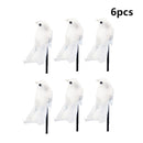 Artificial Foam Feather Simulation Bird Home Garden Ornament 6 PCS White Color