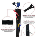 2* Cable Management Sleeve Zipper Wrap Cord Organizer For Home Office Black New