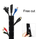 2* Cable Management Sleeve Zipper Wrap Cord Organizer For Home Office Black New